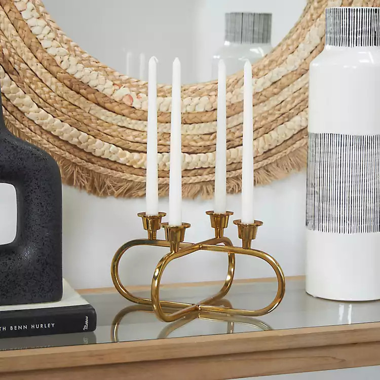 New! Gold Stainless Steel Geometric Candle Holder | Kirkland's Home