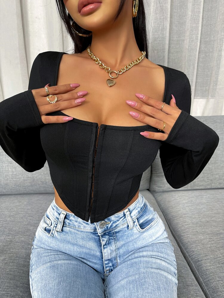 Sexy Vlak T-shirt Asymmetrisch | SHEIN