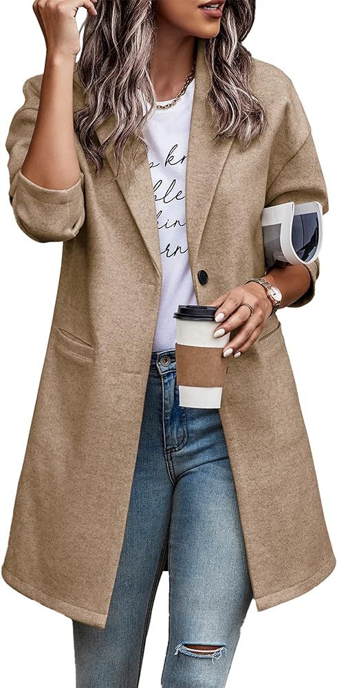 PRETTYGARDEN Women's 2023 Plaid Shacket Jacket Casual Button Wool Blend Winter Tartan Trench Coat... | Amazon (US)