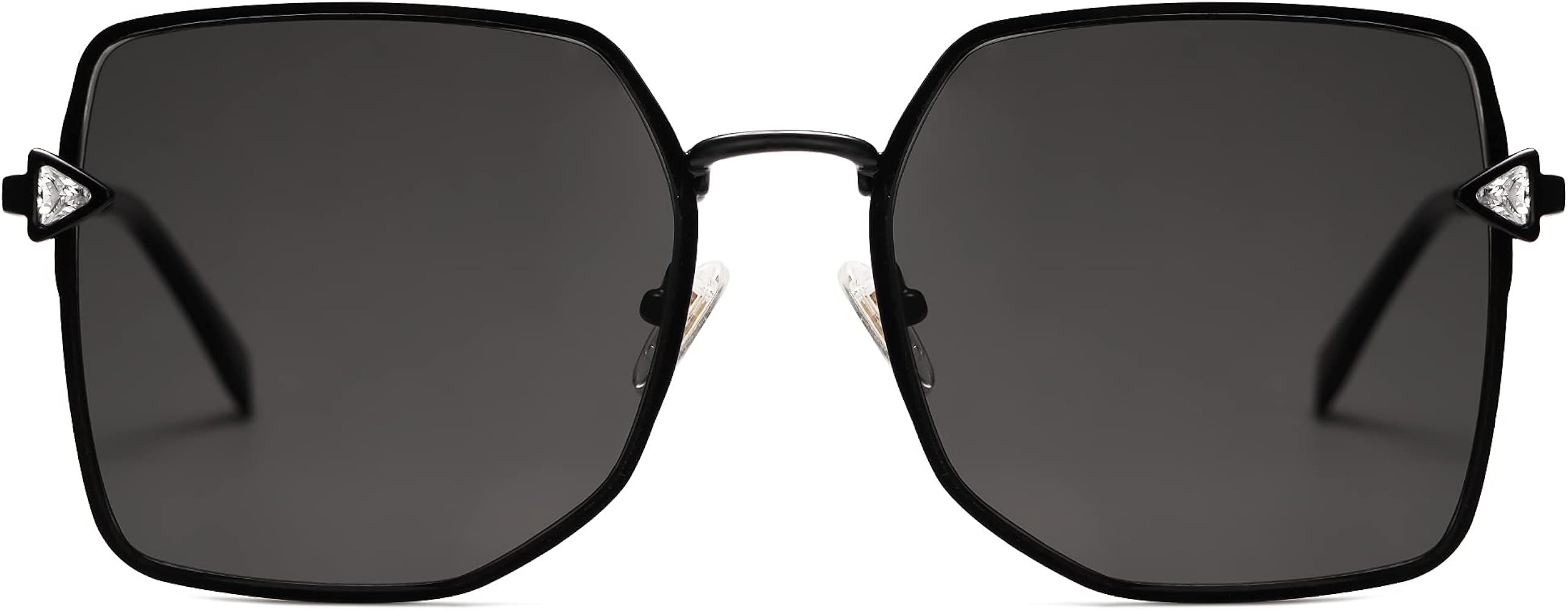 SOJOS Trendy Oversized Polygon Sunglasses for Women Fashion Square Shades UV400 Large Metal Sun Glas | Amazon (US)