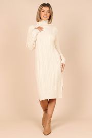 Jacque Knitted High Neck Mini Dress - Cream | Petal & Pup (US)