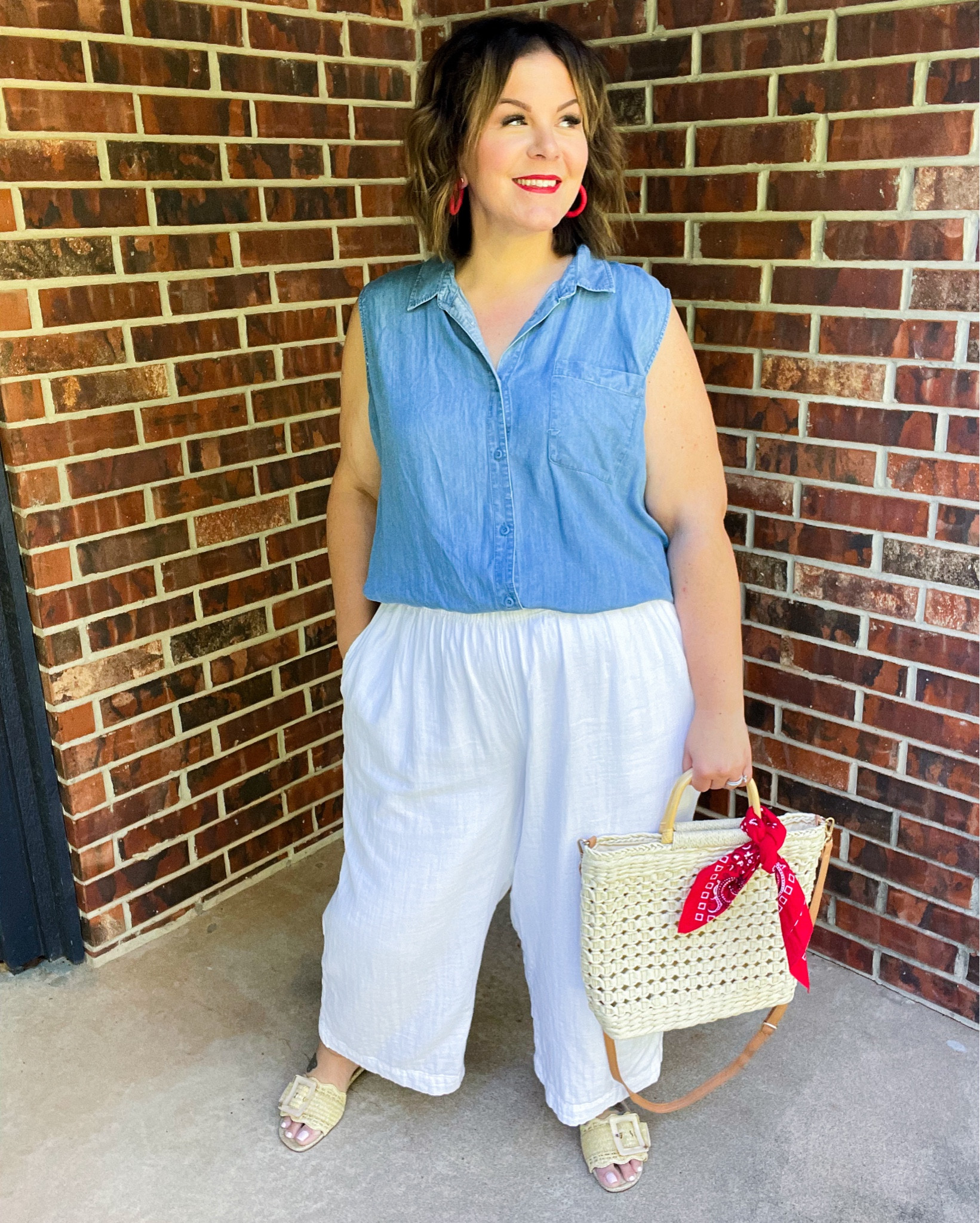 Curvy + pear shaped red, white, and blue outfit! Need a Memorial Day weekend outfit idea? This patriotic look doesn’t feel cheesy! Top + pants XXL. 

Plus size outfits, patriotic outfit idea, summer outfit, midsize outfit, coastal chic style

#LTKFindsUnder50 #LTKPlusSize #LTKOver40