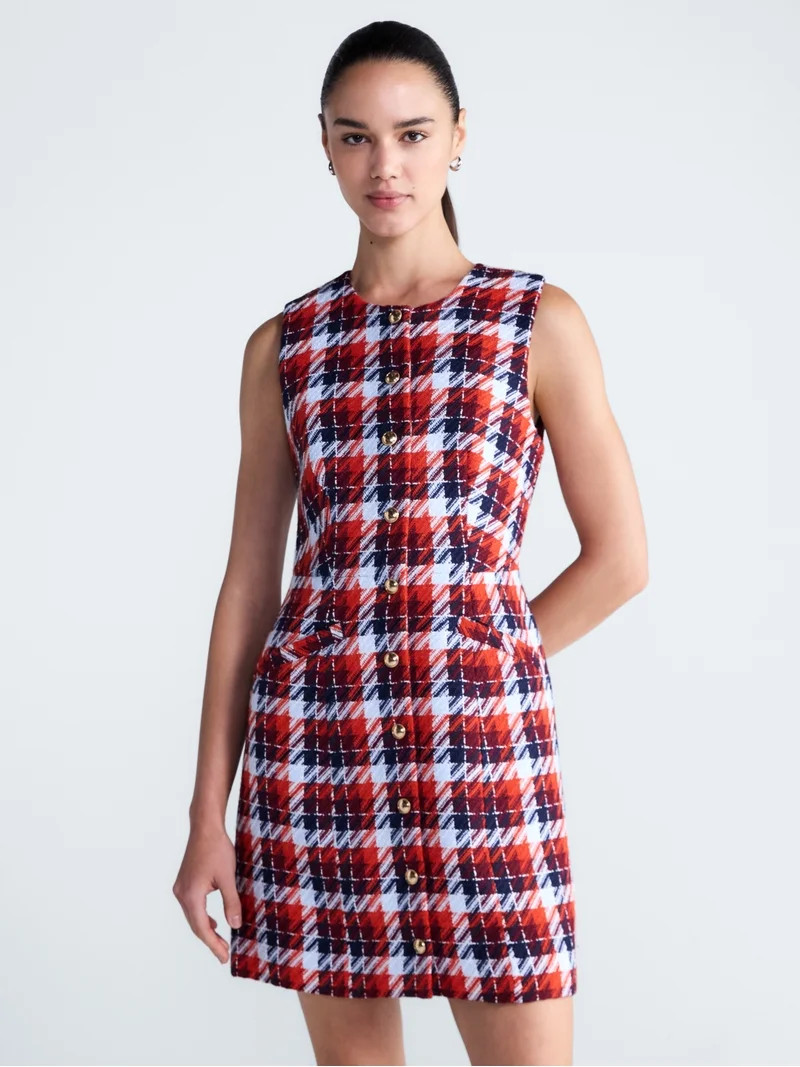 Free Assembly Women's and Women's Plus Sleeveless Tweed Mini Dress, Sizes 0-28 | Walmart (US)