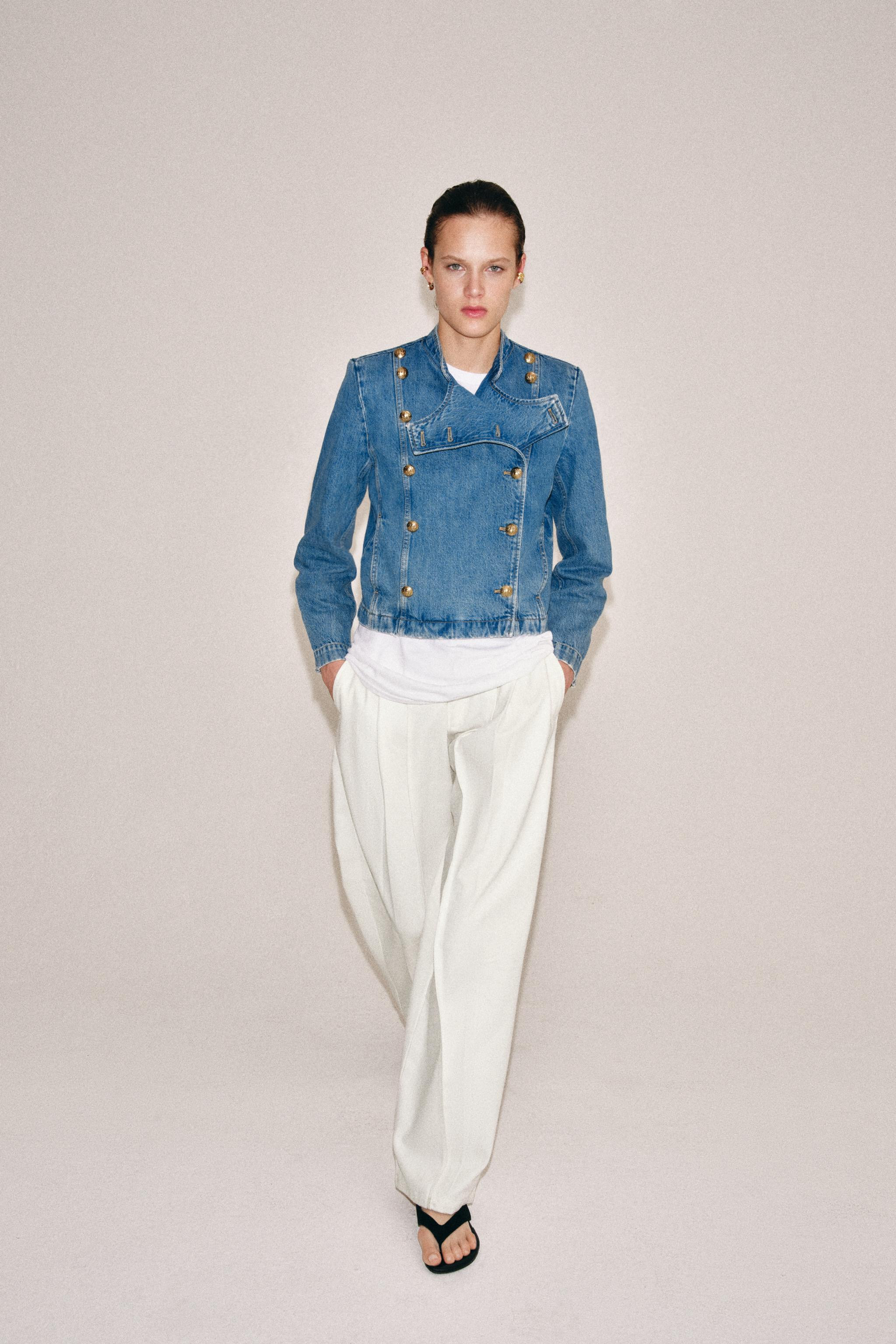 ZW COLLECTION SHOULDER PAD DENIM JACKET | Zara US