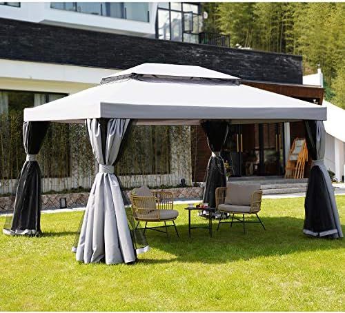 Grand Patio 10x13 Ft Patio Gazebo, Outdoor Instant Canopy with Mosquito Netting and Shade Curtain... | Amazon (US)