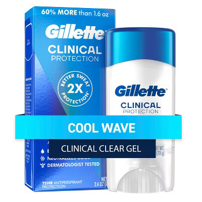 Gillette 72 Hours Sweat Protection Clear Gel Antiperspirant & Deodorant for Men Cool Wave - 2.6oz | Target