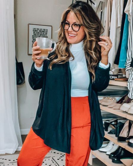 WFH outfit- midsize fashion- size 14
Wearing an xl in this turtleneck bodysuit which is so comfy and lightweight- xl in this cozy cardigan- xl in my fave comfy lounge pants I have in multiple colors - fave no underwire bra is an Xl @jockey #jockeypartner 

#LTKstyletip #LTKcurves #LTKSeasonal