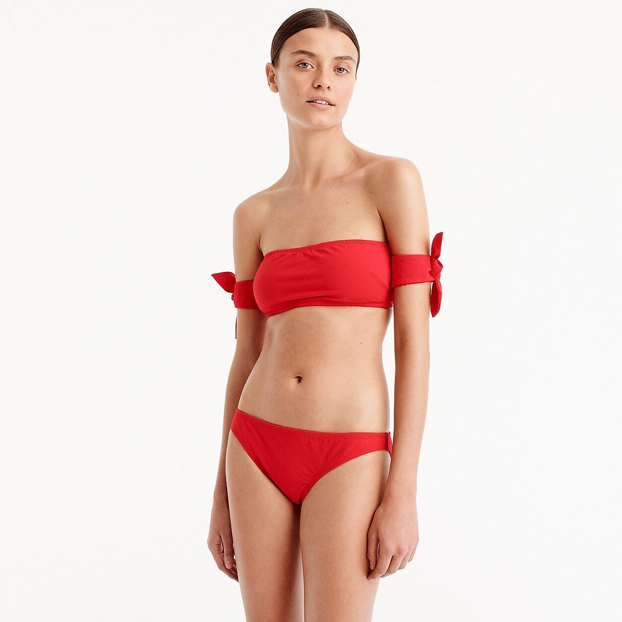 Off-the-shoulder bikini top in piqunylon | J.Crew US