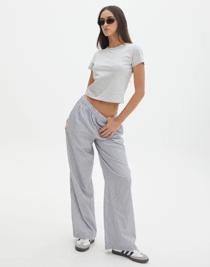 Stripe Relaxed Straight Leg Poplin Pant in Friday Night Stripe | Glassons | Glassons (Australia)