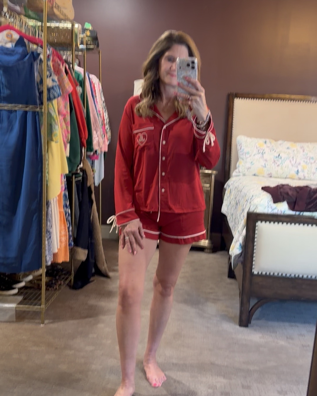 Pajamas 
These might be the cutest Valentine pajamas ever ❤️
Super soft, cozy, and only $30—perfect for Galentine’s, a Valentine surprise, or a little treat-yourself moment.

Obsessed with the heart detail and classic piping, and they come in multiple colors + styles too.

Valentine pajamas
Women’s pajama set
Galentine’s Day gift
Affordable pajamas
Heart pajamas
Valentine loungewear
Button-up pajamas
Cute sleepwear
Soft pajamas
Gift ideas for her
#ValentinesPJs
#GalentinesGift
#ValentinesDayStyle
#CozyChic
#AffordableFinds
#LTKHoliday
#LTKGiftGuide
#LTKUnder50
#PajamaGoals
#SelfCareStyle
#GiftforHer

#LTKBeauty #LTKValentine #LTKOver40