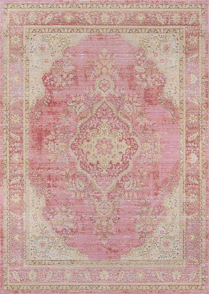 Momeni Rugs Isabella Traditional Medallion Flat Weave Area Rug, 2' X 3', Pink | Amazon (US)