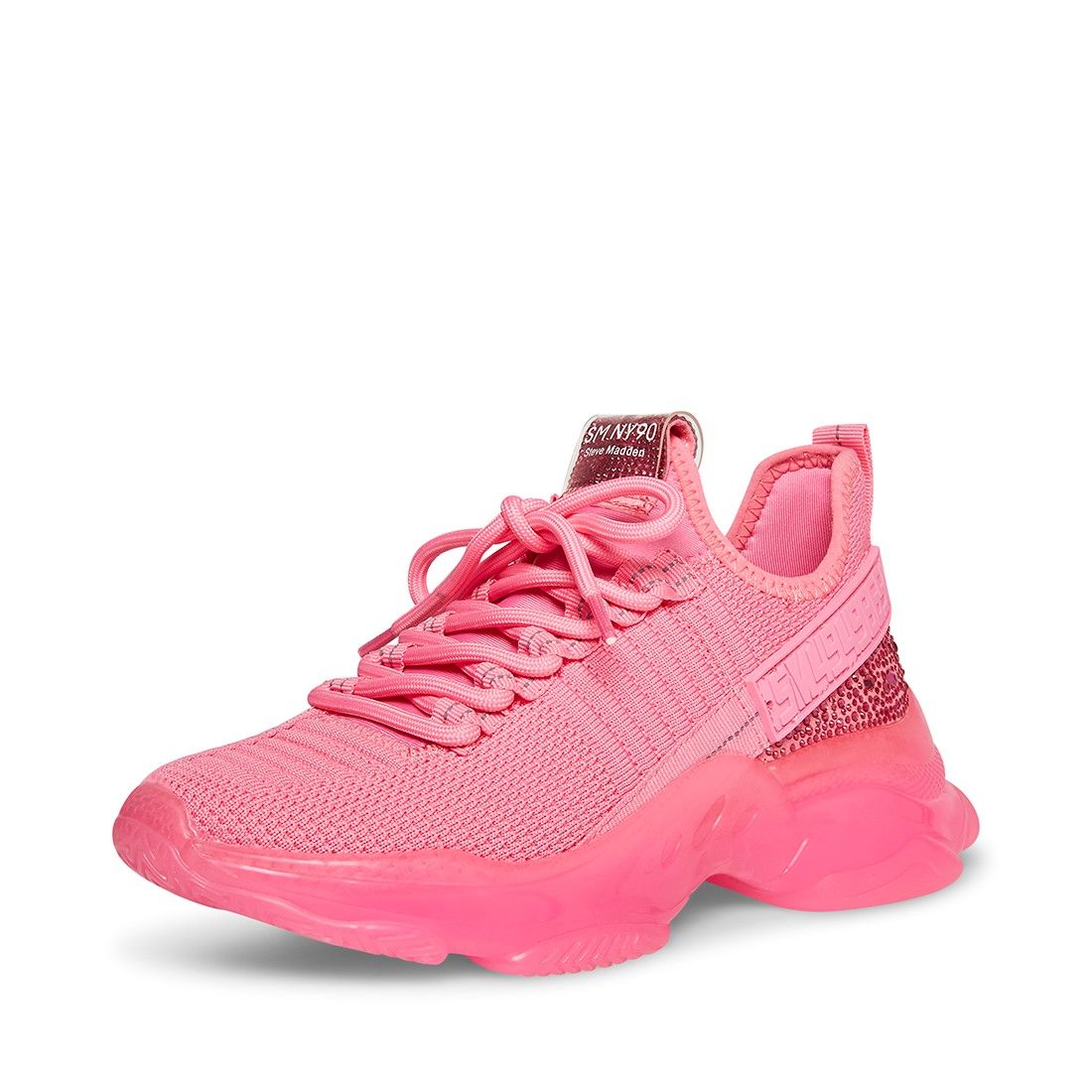 Steve Madden MAXIMA Hot Pink Lace Up Chunky Rhinestone Boyfriend Low Top Sneaker (HOT PINK, 6.5) | Walmart (US)