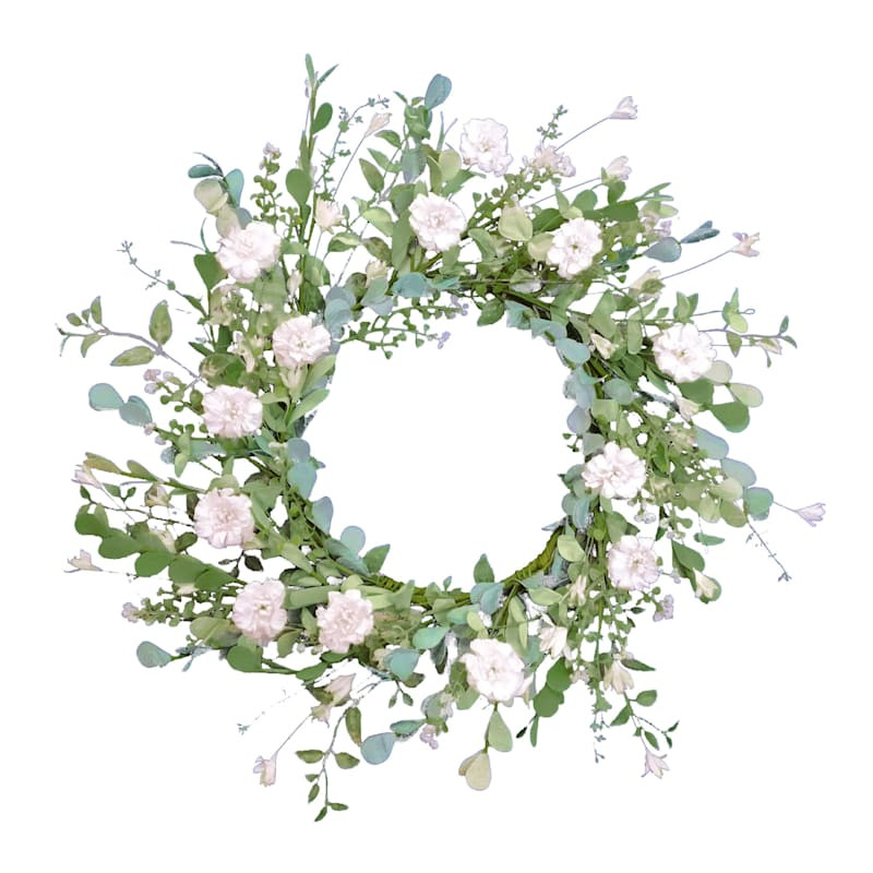 White Wildflowers Floral Wreath, 22" | At Home