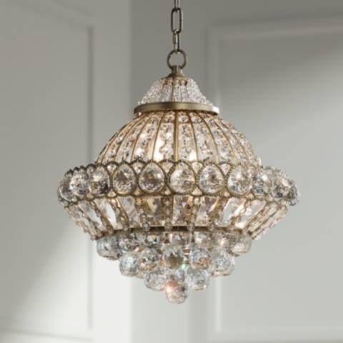 Wallingford 16" Wide Antique Brass Crystal Chandelier | Lamps Plus