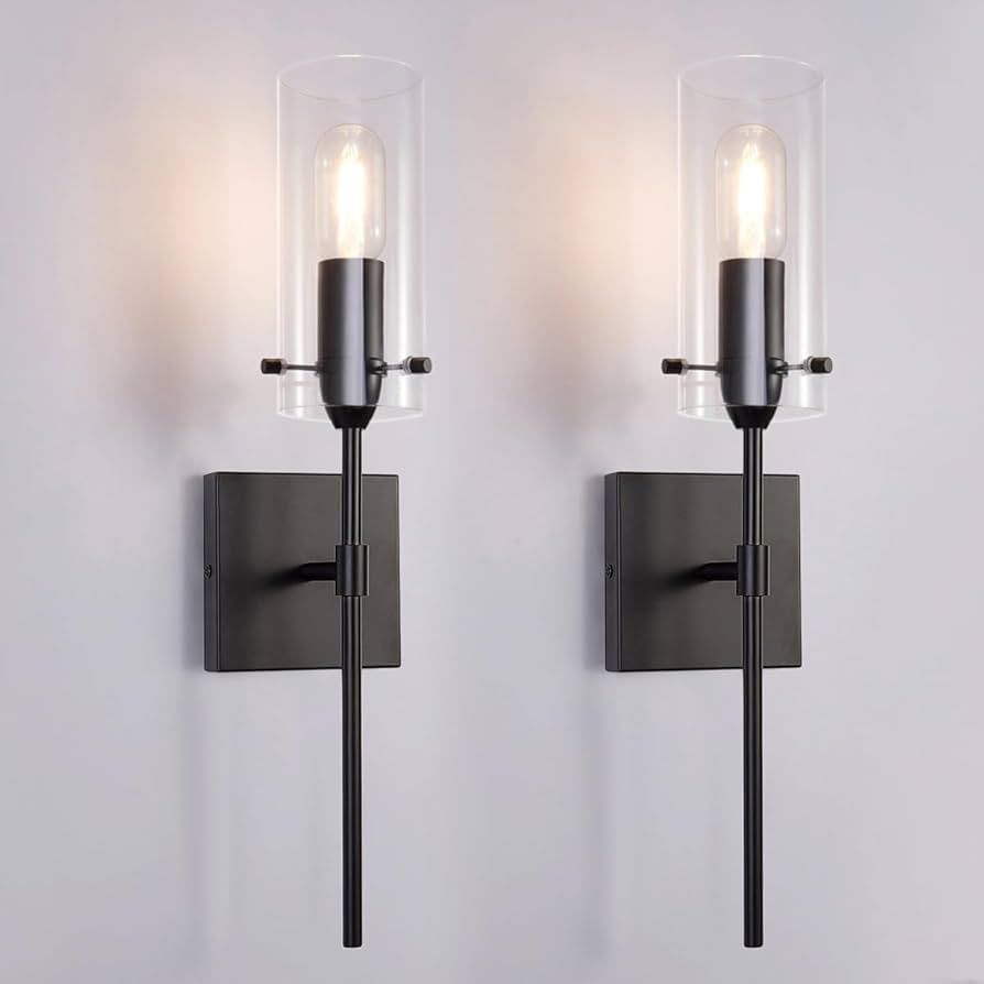 ZSMIHDOH Modern Wall Sconces Set of 2, Black Bathroom Vanity Light, Indoor Wall Sconces for Bedro... | Amazon (US)