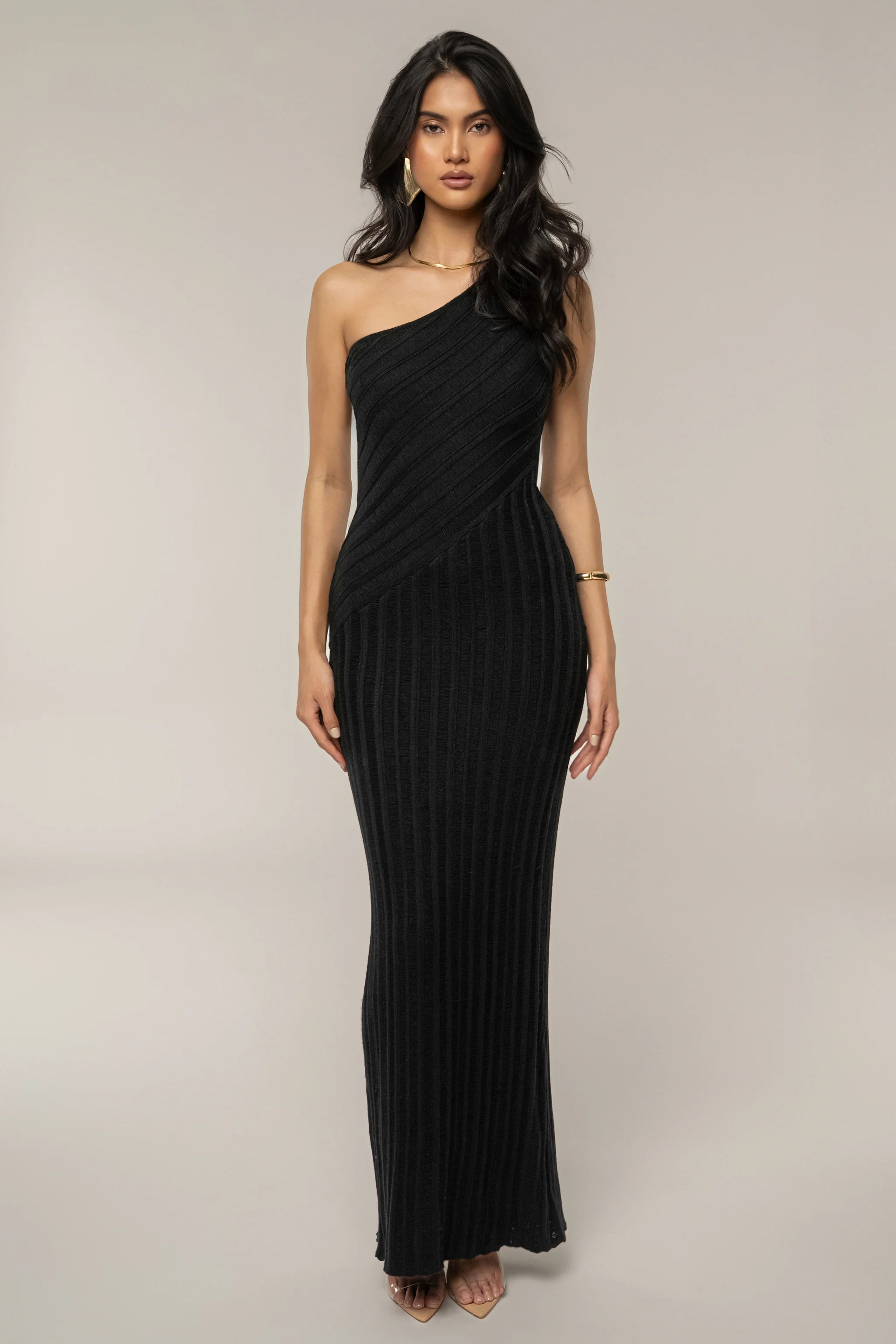 Black Fringe Knit Maxi Dress | JLUXLABEL