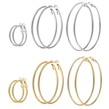 Gold Hoop Earrings Girls Stainless Steel Hoop Earrings Set Thin Gold New Year Creative Gift Lovely Earrings for Women Earrings for Women Trendy Boho | Walmart (US)