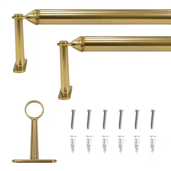 7/8" dia. Decorative Screw Curtain Rod_Brass - 48"-84" | Bed Bath & Beyond