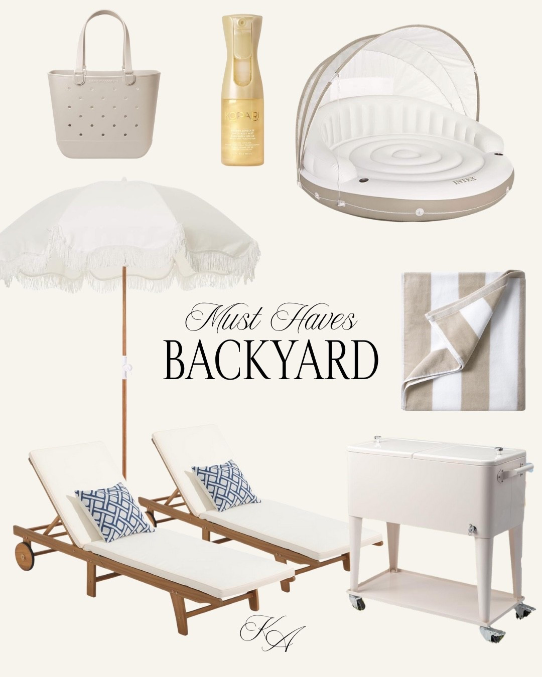 Backyard must haves lately ☀️✨
Creating a cozy backyard space has been one of my favorite things lately. From lounge chairs and neutral umbrellas to cute pool essentials & outdoor finds that make summer days feel even better 🤍

Backyard essentials que me tienen obsessed ☀️Neutral vibes, cozy summer days, poolside moments & aesthetic outdoor finds que hacen el backyard sentirse como un mini resort.

Follow me on Instagram and YouTube
@kirasfashionfinds

#LTKHome #LTKvlog #LTKSeasonal