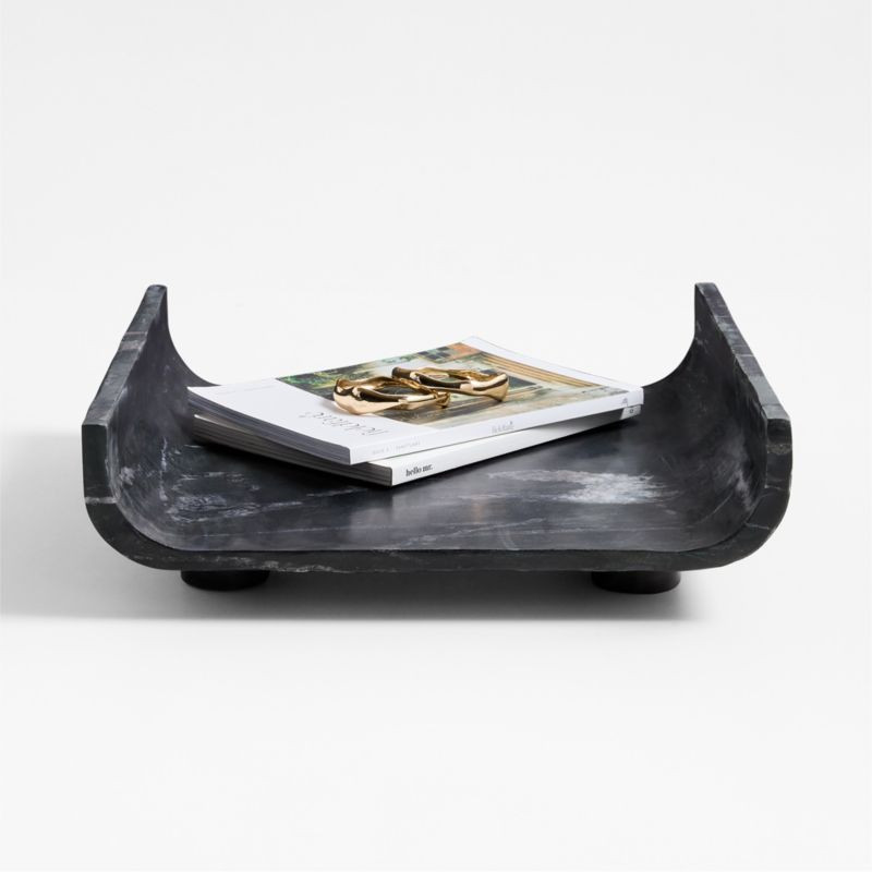 Rox Black Marble Decorative Tray 15" by Brigette Romanek | Crate & Barrel | Crate & Barrel