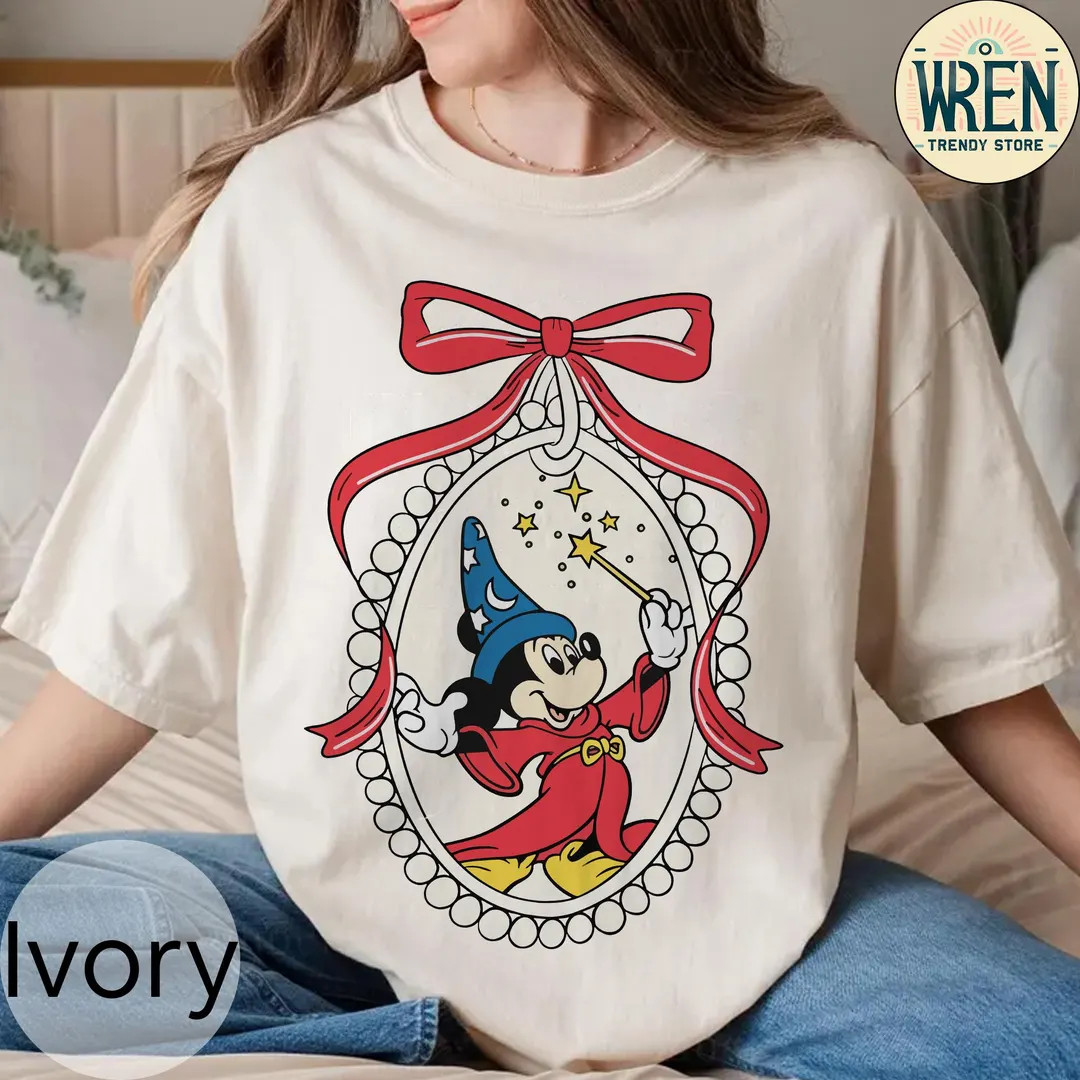 Retro Coquette Bow Disney Fantasia Movie Shirt, Fantasia Sorcerer Mickey Shirt, Fantasmic Tee, Di... | Etsy (US)