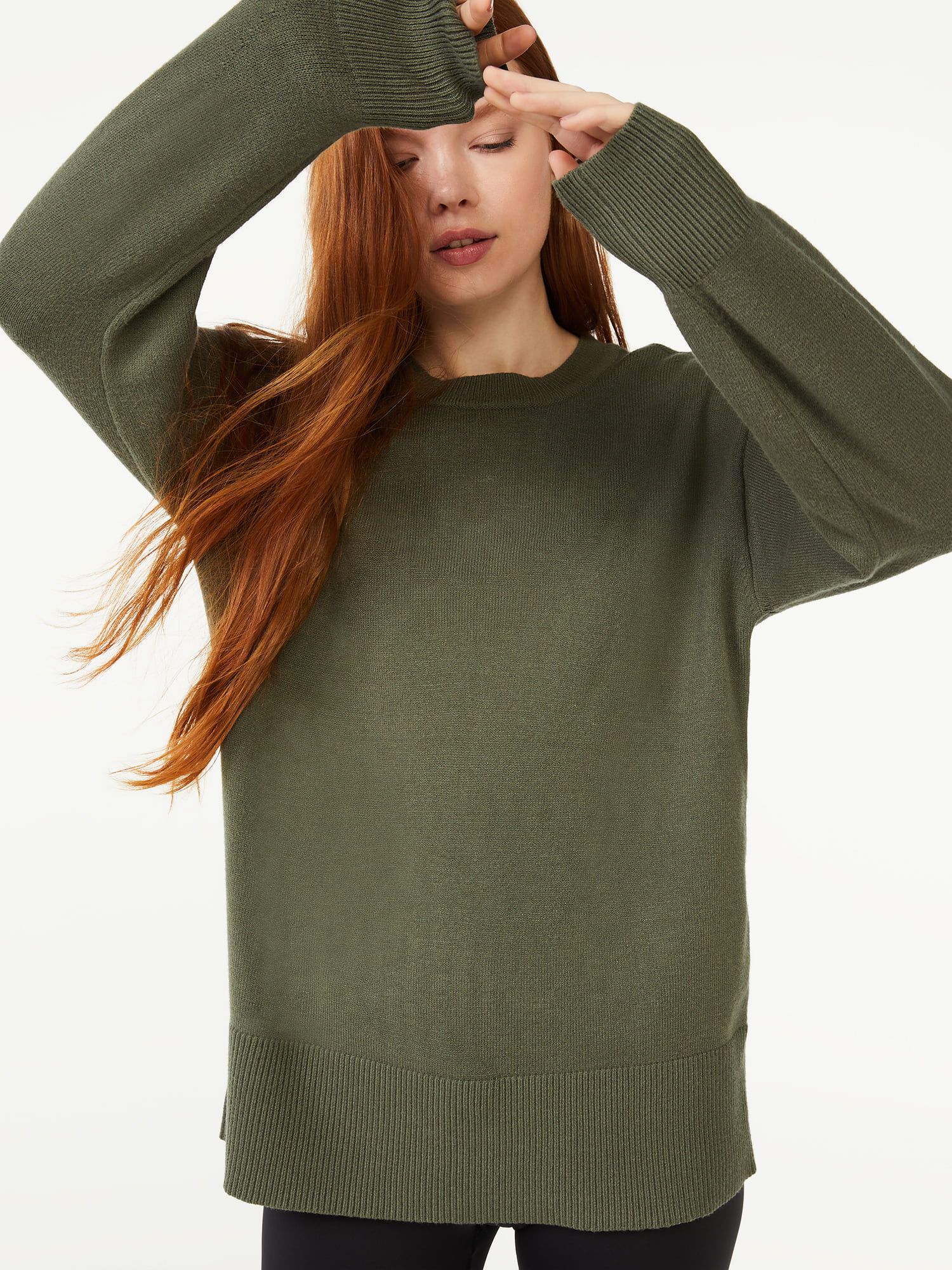 Free Assembly Women's Crewneck Tunic Sweater with Long Sleeves | Walmart (US)