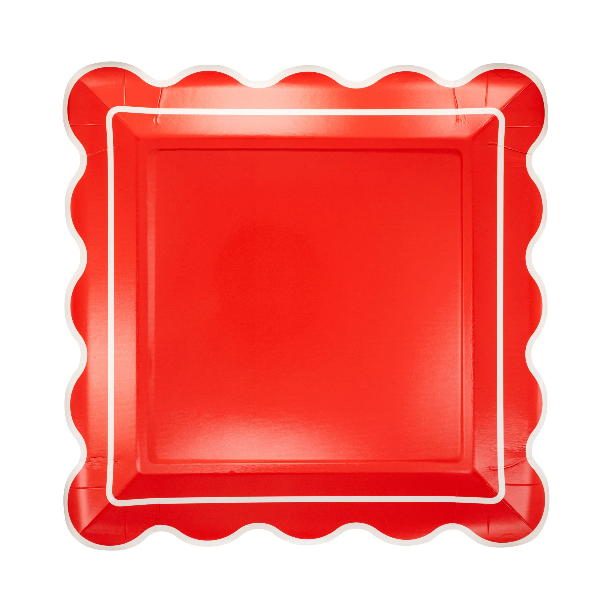 Red Scalloped Square Plate | My Mind's Eye