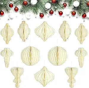 Nezyo 12 Pcs Christmas Paper Honeycomb Balls Party Pom Poms Special-Shaped Decorative Paper Lante... | Amazon (US)