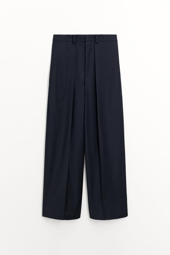 WOOL BLEND PLEATED PANTS ZW COLLECTION | Zara US