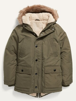 Water-Resistant Faux-Fur-Trim Hooded Parka for Boys | Old Navy (CA)