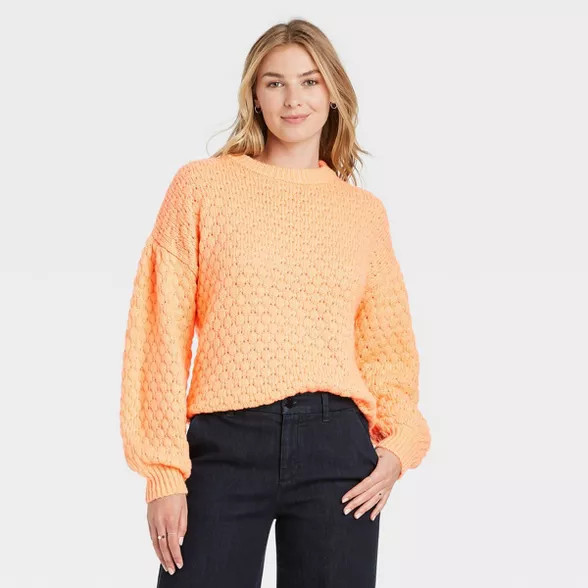 Women's Crewneck Textured Pullover Sweater - A New Day™ | Target