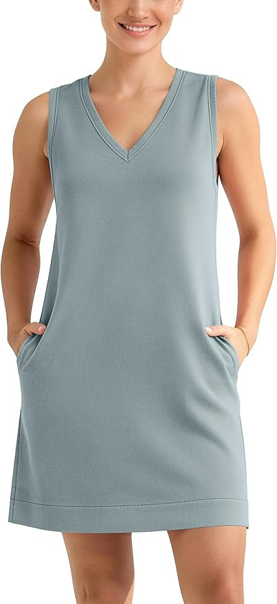ODODOS Modal Soft V-Neck Tank Dress for Women Sleeveless Sundress Casual Relaxed Summer Dress wit... | Amazon (US)