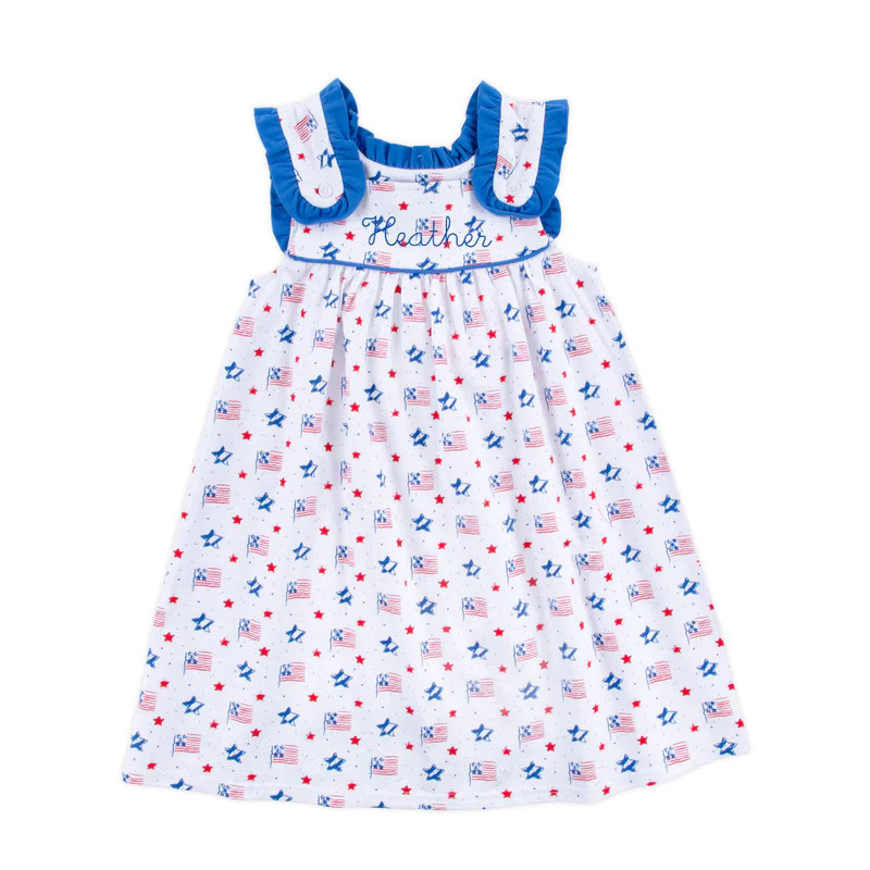 Flag Print Knit Ruffle Strap Dress | Classic Whimsy