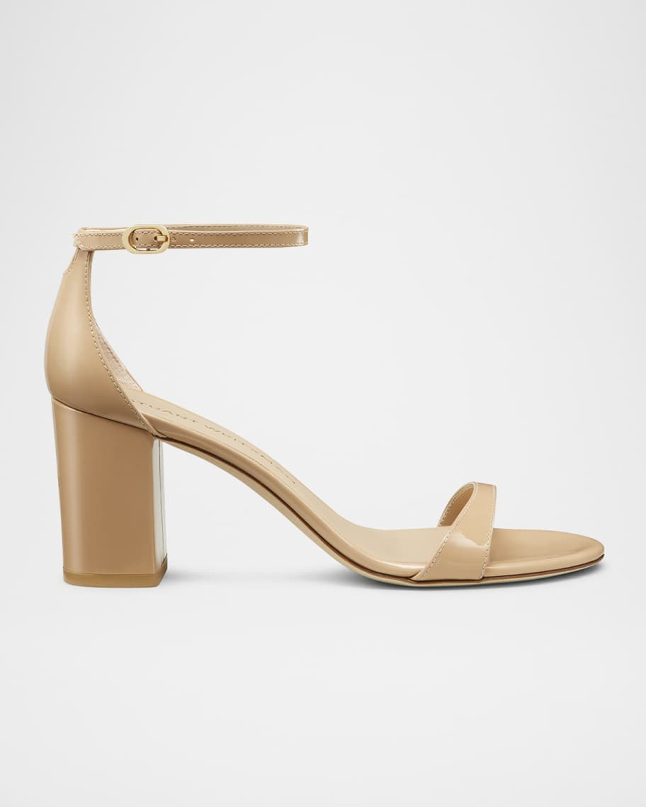 Stuart Weitzman Nudist II Leather Ankle-Strap Sandals | Neiman Marcus