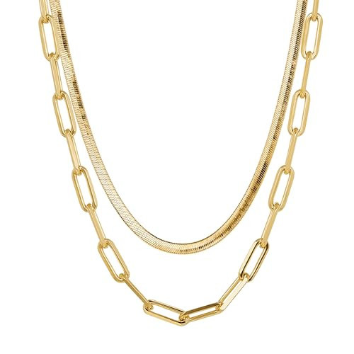 Statement Chains Set for Women – 3-Year Color Guarantee – Waterproof, Hypoallergenic, Gold PVD Coated – Layering Set for Beach, Weddings, Gifts – Includes 16” Snake & 18” Chunky Love Chains | Amazon (US)