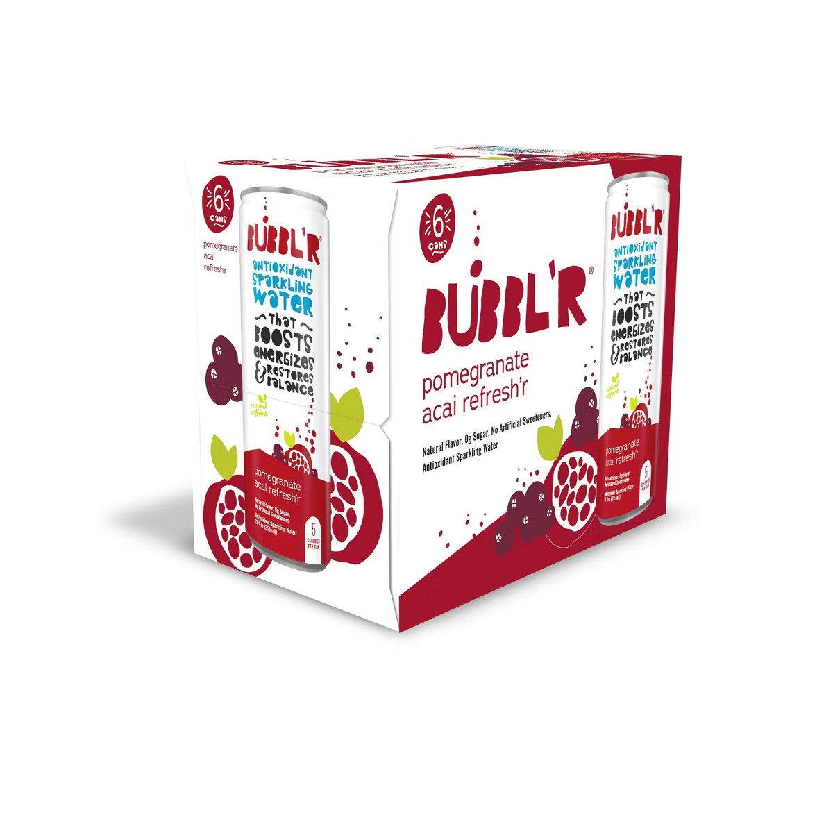 BUBBL'R Pomegranate Acai Refresh'r Antioxidant Sparkling Water - 6pk/12 fl oz Can | Target