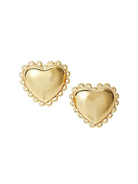 Lace Heart 14K-Gold-Plated Clip-On Earrings | Saks Fifth Avenue