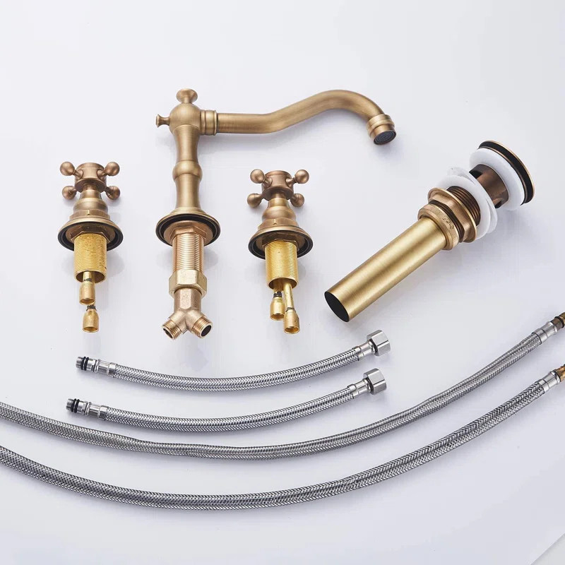 5.5 x 3.9 x 7.28_Bathroom Faucet 2 Handles 3 Holes Widespread Bathroom Sink Facuet Farmhouse Wash... | Wayfair Professional