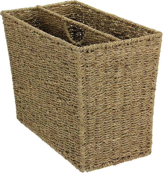 Household Essentials Woven Seagrass Side-by-Side Magazine Rack | Amazon (US)