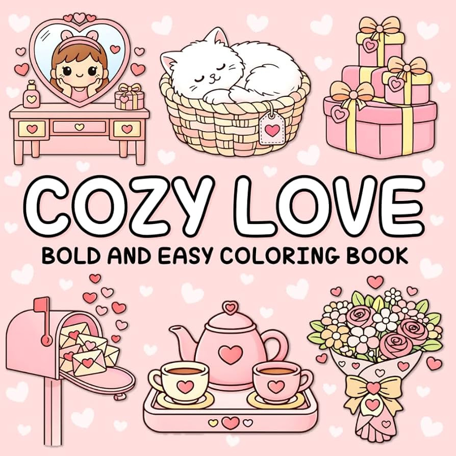 Cozy Love Bold and Easy Coloring Book: Cute & Sweet Love-Themed Designs for Relaxing Stress Relie... | Amazon (US)