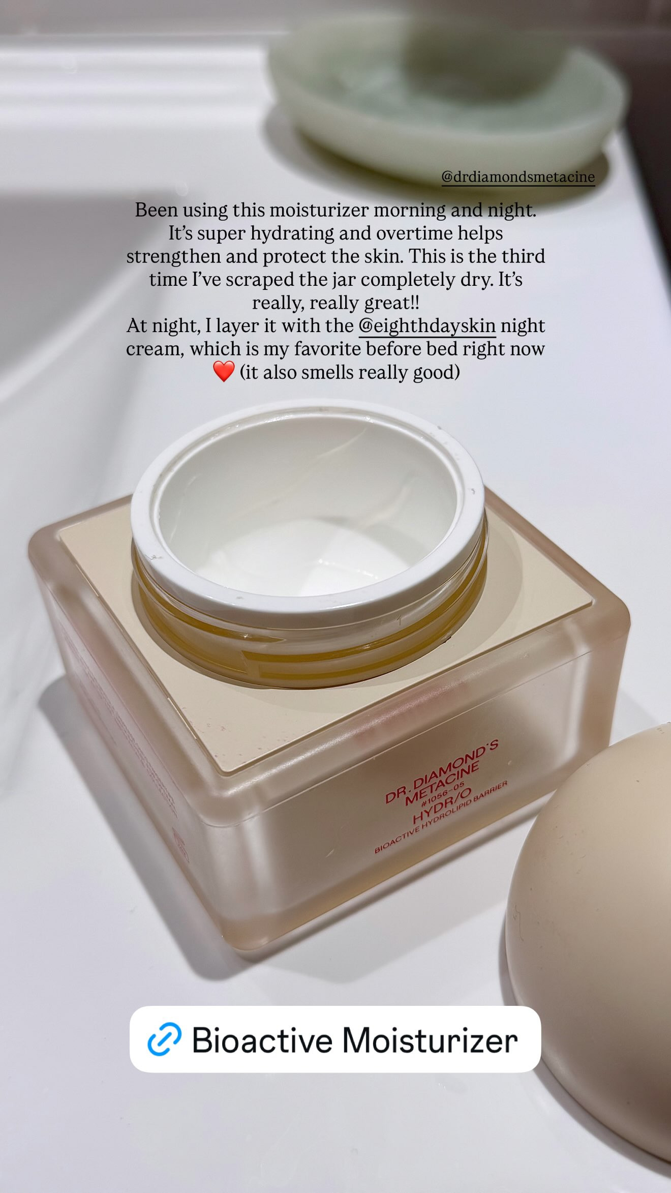 Been using this moisturizer morning and night.

It's super hydrating and overtime helps strengthen and protect the skin. This is the third time I've scraped the jar completely dry. It's really, really great!!

At night, I layer it with the @eighthdayskin night cream, which is my favorite before bed right now (it also smells really good) 

 #LTKgrwm #LTKselfcare #LTKBeauty