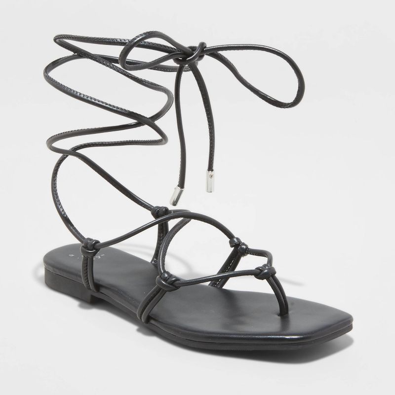Women&#39;s Melrose Lace-Up Sandals - A New Day&#8482; Black 10 | Target