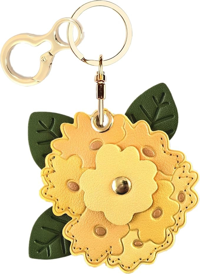 Leather Keychain Holder Case Compatible with AirTag,Cute Protective Apple Air Tag Cover with Keyc... | Amazon (US)