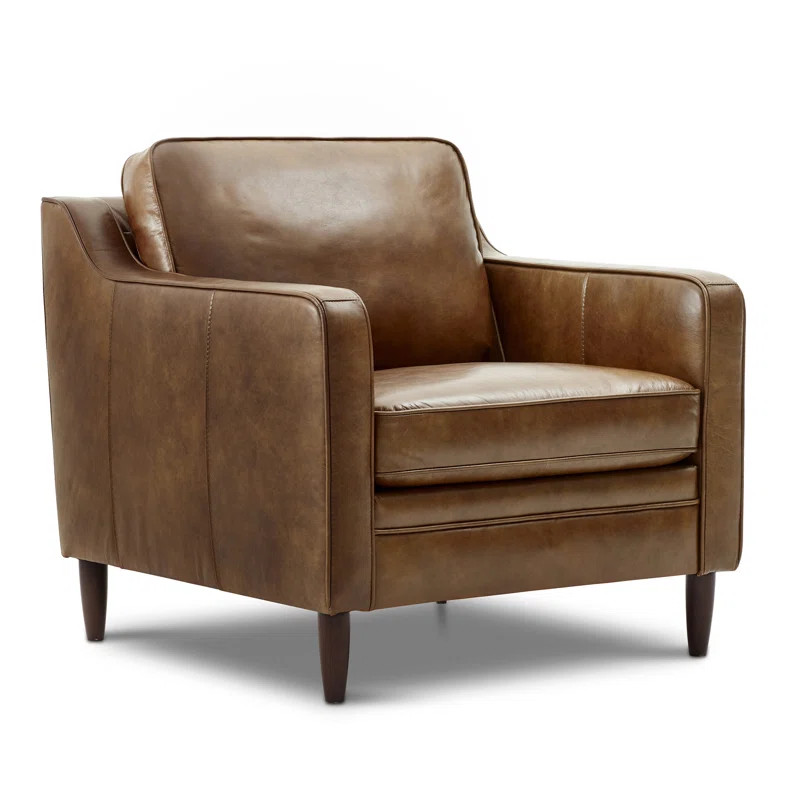 Abbott Genuine Leather Square Arm Accent Chair | Wayfair North America