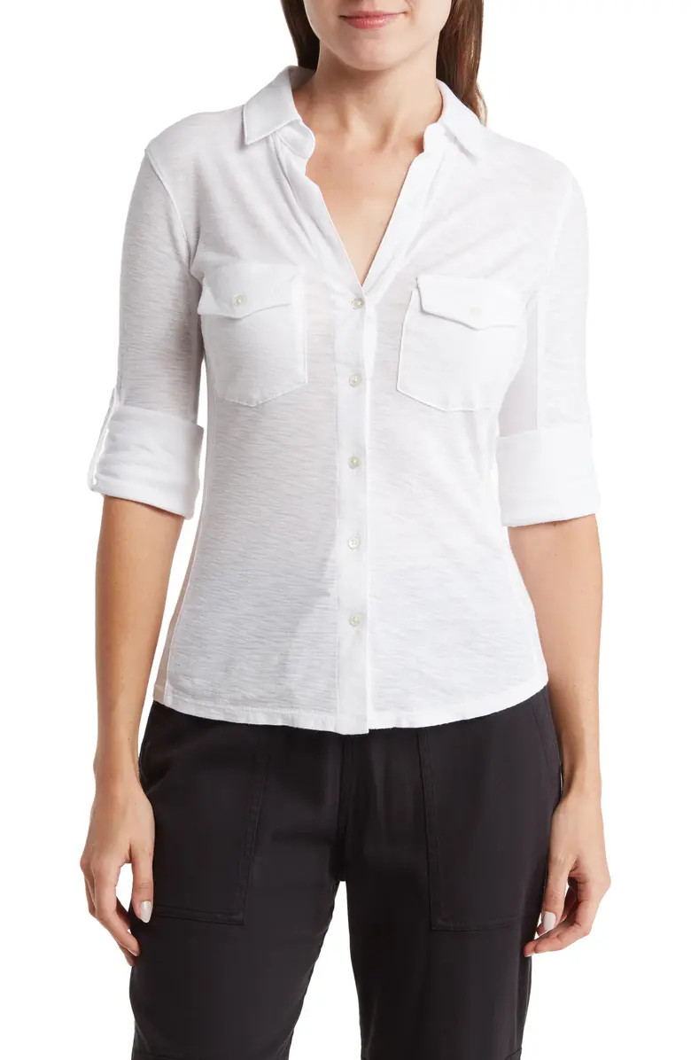 James Perse Cotton V-Neck Button-Up Shirt | Nordstromrack | Nordstrom Rack