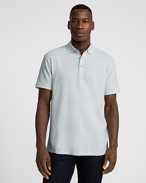 Textured Geo Print Cotton-blend Polo | Express