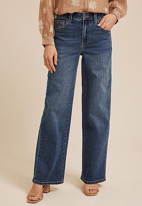 m jeans by maurices™ Classic Dark High Rise Wide Leg Jean | Maurices