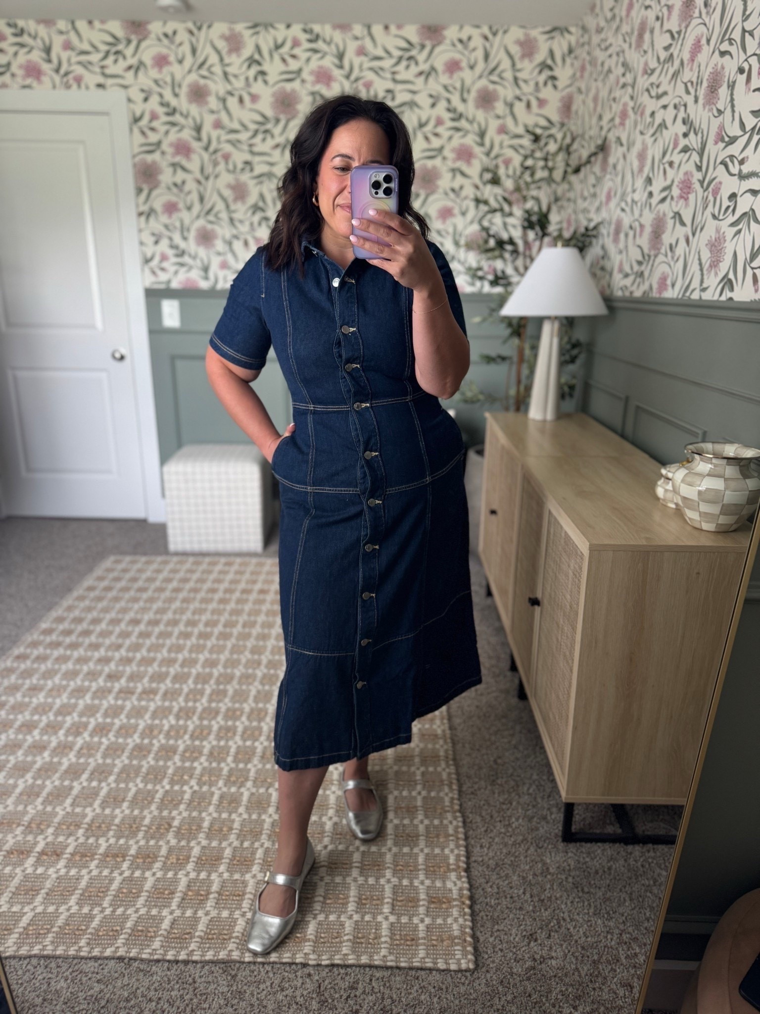 Walmart denim dress 😍 Perfect teacher outfit idea! Wearing size medium here but should’ve grabbed a large! 

Midsize fashion, fall fashion, fall dress

#LTKMidsize #LTKFindsUnder50 #LTKStyleTip