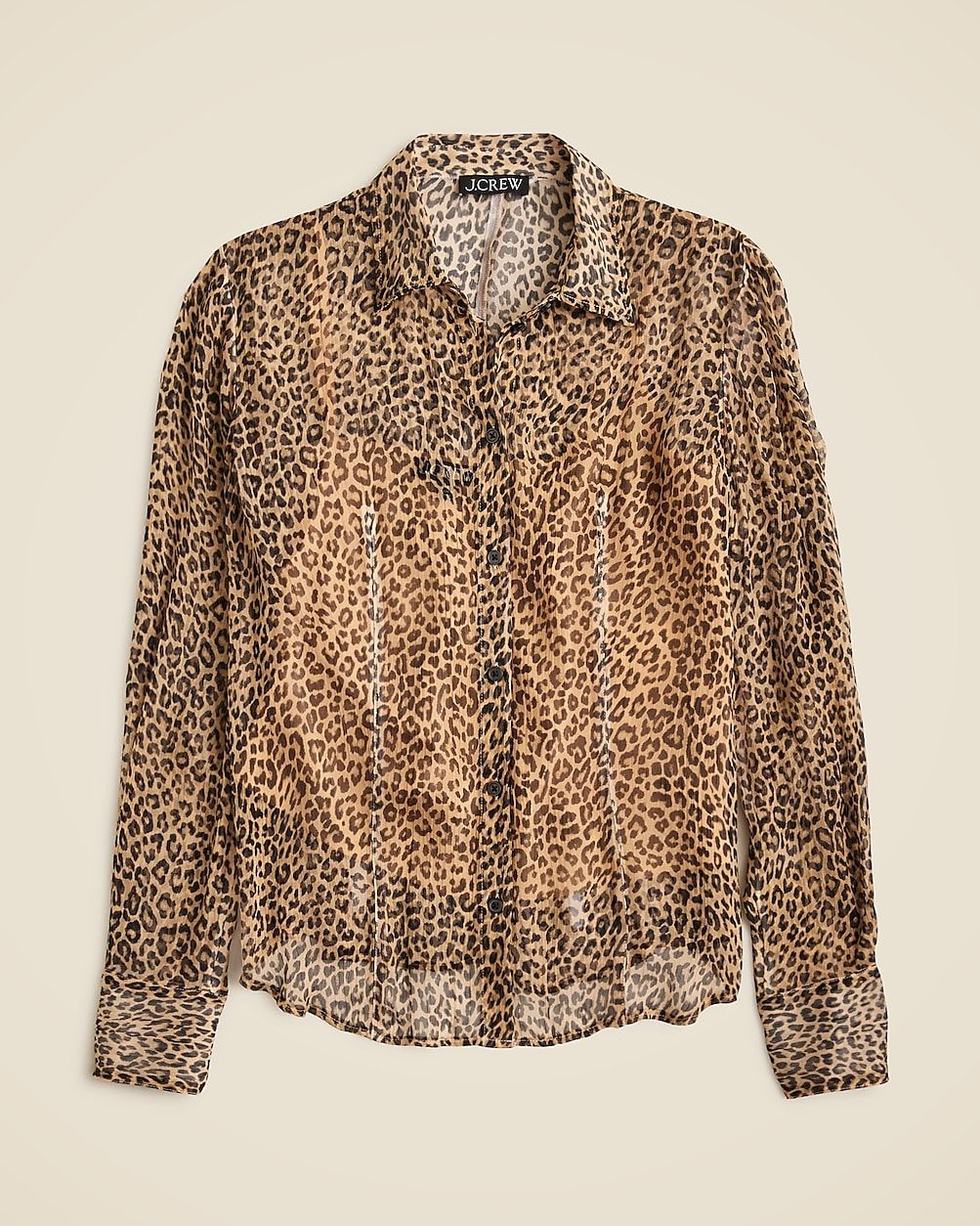 Sheer leopard-print shirt in crinkle chiffon | J. Crew US