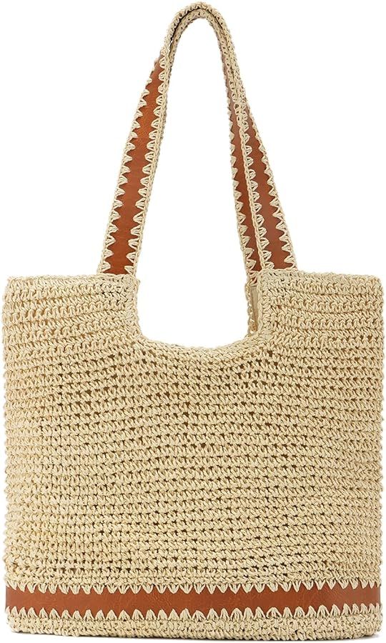 Freie Liebe Straw Beach Bag for Women Summer Woven Tote Bag Shoulder Handbag Boho Hobo Bags | Amazon (US)